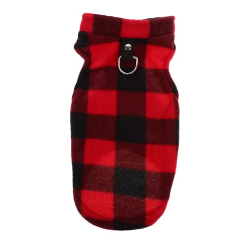 Toddmomy Hunde-Fleece-Weste Pullover Winter-Hundemantel Mit Integriertem Geschirr Und Rot Kariert Haustierweste Kleidung Für Welpen Mittelgroßer Hunderassen (M) von Toddmomy