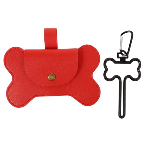 Toddmomy Hundetasche hundebedarf hundepflegeprodukte hundezubehör Hundekotschaufel PIPI-Pads für Hunde Gehen tragbarer Kotbeutelhalter Spender für Kotbeutelhalter für Haustiere Leder rot von Toddmomy