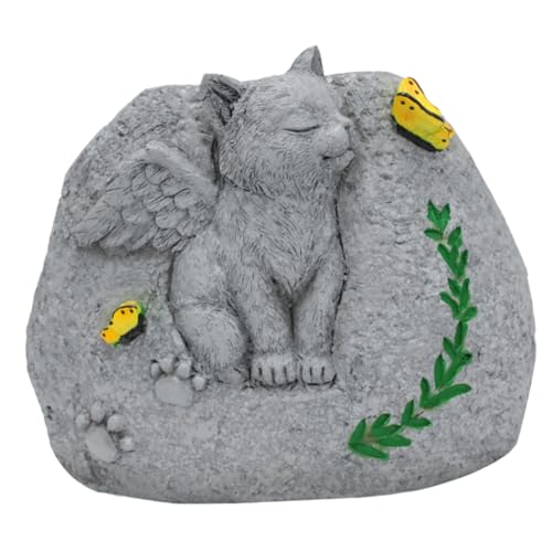 Toddmomy Kleiner saftiger Blumentopf Katze Tür sukkulente Tiergedächtnis Tiergrabstein für den Garten Pflanzenhalter für den Haushalt Desktop-Ornament Bonsai-Töpfe Harz Grey von Toddmomy