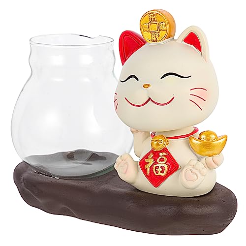 Toddmomy Lucky Cat Hydroponik bürodeko büro Dekoration schöafzimmerdeko Home Dekoration Preiswert Wasserhahn Schlafzimmer Bin Sukkulenten Produkte Vasenschmuck Vase Tischdekoration Glas von Toddmomy