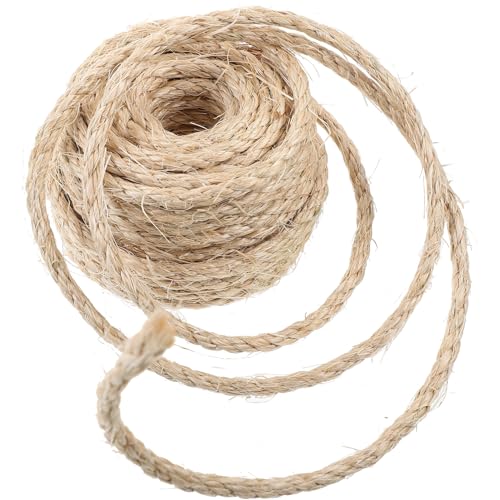 Toddmomy Natürliche 6mm x 10m Sisal Hanfseil Für Katzen Kratzbäume Verschleißfestes Ersetzbares Kratzseil Für Katzenkratzmöbel Leinenfarbe von Toddmomy