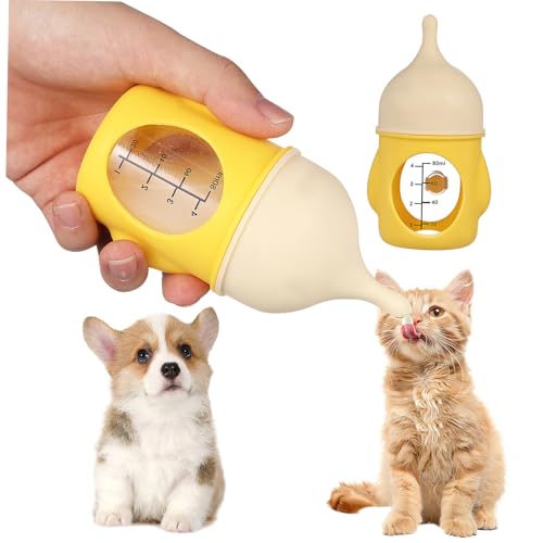 Toddmomy PET-Flasche Neue Welpen Essentials Haustierflasche kleine Flaschen Flasche für Neugeborene Katzen katzensaugflasche katzenpflege Welpenflaschen Nuckelflasche STK Yellow von Toddmomy