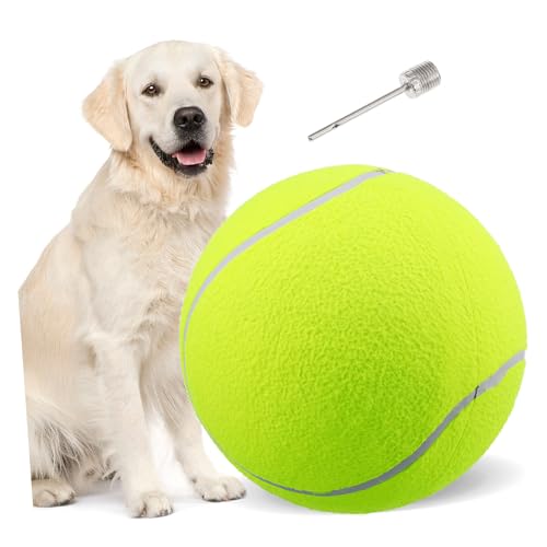 Toddmomy Übergroßer Tennisball Für Haustiere Riesen Tennisball Aus Strapazierfähigem Material Ideales Für Hunde Outdoor Sport Und Strandaktivitäten Inklusive Luftpumpe von Toddmomy