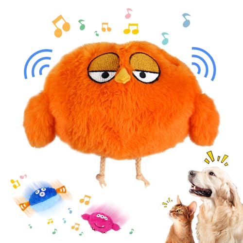 Toerjii Active Moving Pet Plush Toy, Hundeball Hundespielzeug Futter Ball, Sprechendes und Wiederholendes Lustiges Stofftier, Interaktives Hundespielzeug Leckerli Spielzeug Ball (Vogel) von Toerjii