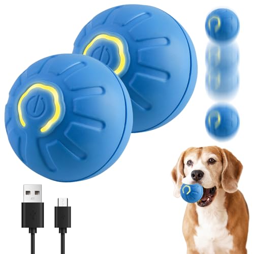 Toerjii Hundespielzeug, Interaktives Hundespielzeug Ball,Hundeball Elektrisch,Hundespielzeug Unzerstörbar,Smart Automatisch Rollender Ball für Katzen und Hunde (Blau 2) von Toerjii