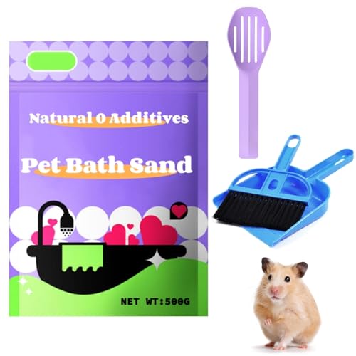 4 Stück Chinchillasand Badesand, Staubfreier Badesand für Hamster, Premium Badesand für Hamster, Hamster Wüstenbad Sand, Sandbad Set für Hamster mit Reinigungssandschaufel, für kleine Haustiere von Tokaneit