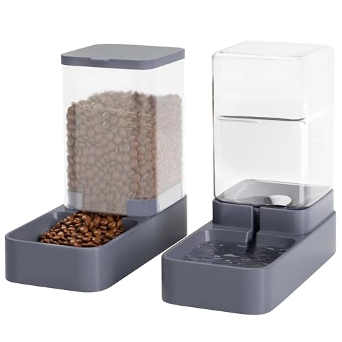 Tokenkuko Automatischer Futterspender für Katzen und Wasserspender mit Futternapf, Schwerkraft-Futterspender und Bewässerungsspender im Set für kleine, mittelgroße Hunde, Welpen, Kätzchen, Kaninchen, von Tokenkuko