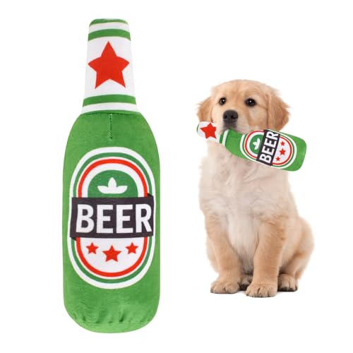 Plüsch Bierflasche Hundespielzeug,lustiges Quietsch-Hundespielzeug,Kauspielzeug für Hunde,Interaktives Hundespielzeug,Quietsch-Hundespielzeug für Kleine Hunde, Mittlere Hunde,Große Hunde (Grün) von Tolenre