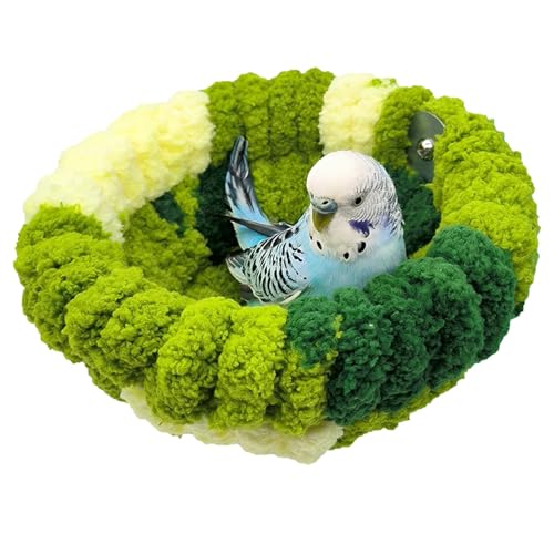 Toliya Schlafhütte für Vögel, weicher Papageiennest, Hängekäfig, gewebtes Vogelnest, rundes Lovebird-Käfig, Bett, Nymphensittiche, kleines Kuschelzelt, Winter, warm, Plüsch, Papageienhummock für von Toliya