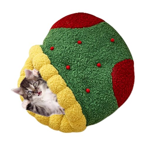 Weihnachtsbaum-Katzenbett – Atmungsaktives Winter-Katzenhöhlenbett | Weihnachtskatzenbett, Weihnachtskatzennest, Indoor-Kätzchenhaus, Katzenversteck, Hundezeltbett mit abnehmbarem Kissen für Welpen un von Toliya