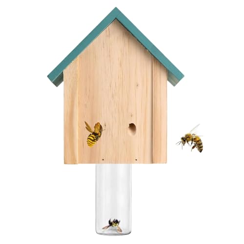 Bienenfallen - Holz Wespenfallen Outdoor Hängend | Kabinen-Stil Holz Boring Bee Traps, Holz Bienenfalle Holz Boring Bee Trap, Natural Cabin Style Carpenter Bees Traps For von Toliya