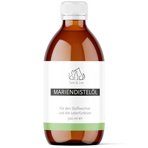 Mariendistelöl 500ml für Hunde, Katzen & Pferde – Premium Naturprodukt - Auch für Barf-Ernährung, Reich an Vitamin E, Omega-6 und Omega-9 – Ideal zur Unterstützung der Gesundheit von Tom&Leo