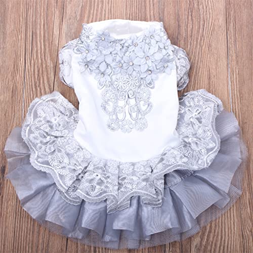 Haustier-Tutu-Hochzeitskleid, Elegante Ballerina, Welpe, gemütliches Kostüm, Blumenspitze, Partykleid (A Lcode) von Tomator