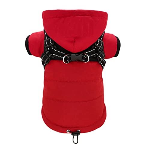 Winter-Haustier-Hundekleidung, warme Hundeweste, Jacke mit Geschirr, Welpenkleidung, französische Bulldogge, Outfits für kleine, mittelgroße Hunde (roter XL-Code) von Tomator