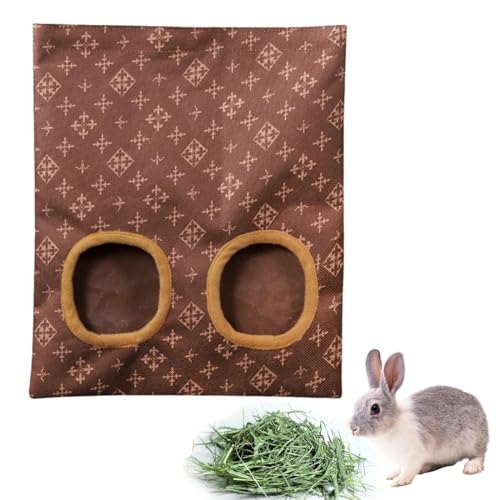 Tomedeks 1 x 25 x 28 cm Kaninchen-Heu-Futterstation, 2 Löcher, Meerschweinchen-Heu-Futterstation, zum Aufhängen, Fütterungsheu, für Kleintiere, Meerschweinchen, Heubeutel (A) von Tomedeks