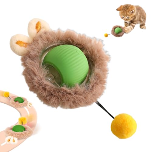 Tomedeks Katzenball elektrisch, Powe rball Katze, Crazy Ball, Katzenspielzeug Ball elektrisch, Katzenspielzeug elektrisch (Verde mit Plüsch) von Tomedeks