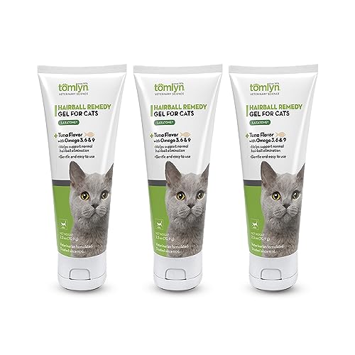 TOMLYN Laxatone Thunfisch Flavored Hairball Remedy Gel für Katzen und Kätzchen, Haarball Gel für Katzen, um Haarballen vorzubeugen und eine gesunde Verdauung zu fördern, 3 Stück von Tomlyn