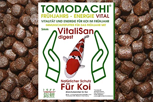 Gesundheitsfutter für Koi Frühjahrsfutter Sinkfutter antibakterielles Koifutter mit Monoglyceriden und Astax Farbschutz Energiefutter für Koi im Frühjahr 6mm 10kg von Tomodachi