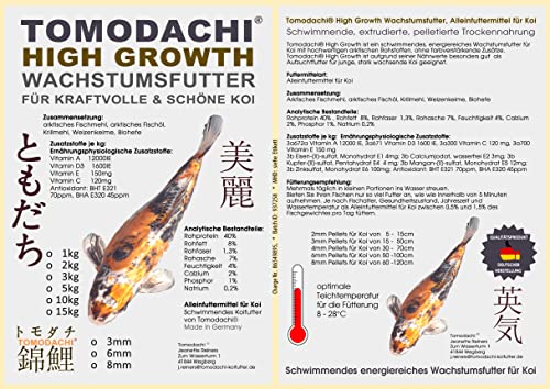 Wachstumsfutter für Koi Schwimmfutter Grower energiereiches Koifutter Aufzuchtfutter schwimmendes Energiefutter arktische Rohstoffe Tomodachi High Growth 6mm 10kg von Tomodachi