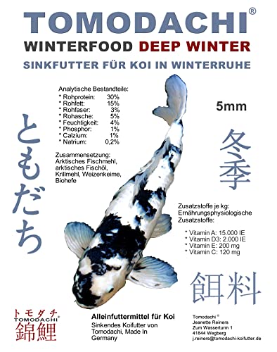 Winterfutter Koi Sinkfutter Koifutter für denWinter arktische Rohstoffe gut verdaulich bei Kälte Energiefutter für Koi im Winter gegen Energiemangel bei Fischen 5mm 5kg von Tomodachi