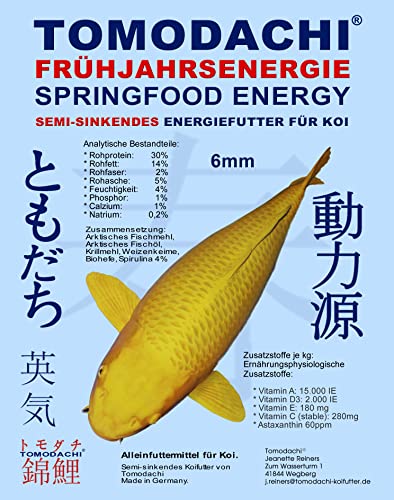 Koifutter Frühjahrsfutter Energiefutter Koi teilsinkendes Spirulinafutter mit arktischem Fischmehl u. Fischöl sehr energiereich hochverdaulich bei Kälte 6mm 15kg von Tomodachi