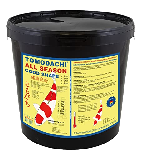 Koifutter Schwimmfutter Wachstumsfutter Koi und Teichfische leicht verdauliches Koi Fischfutter arktische Rohstoffe Tomodachi All Season 4mm 5kg Eimer von Tomodachi