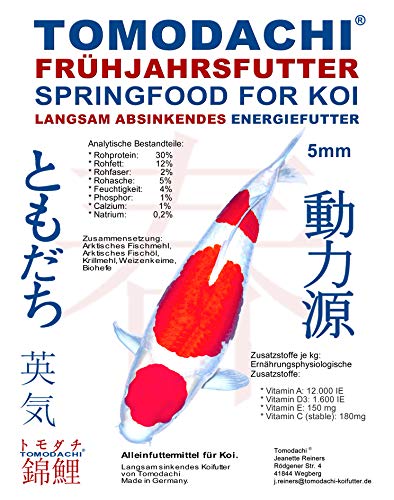 Koifutter Sinkfutter Frühjahrsfutter für Koi und Teichfische Koi Energiefutter hochverdaulich arktische Rohstoffe gegen Energiemangel bei Koi im Frühjahr 5mm 10kg von Tomodachi