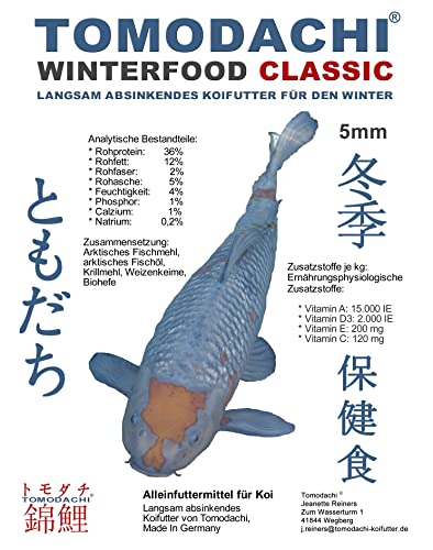 Koifutter Winterfutter Koi Sinkfutter hochverdaulich arktische Rohstoffe Energiefutter für Koi im Winter gegen Energiemangel bei Fischen Tomodachi Winterfutter Classic 5mm 2kg von Tomodachi