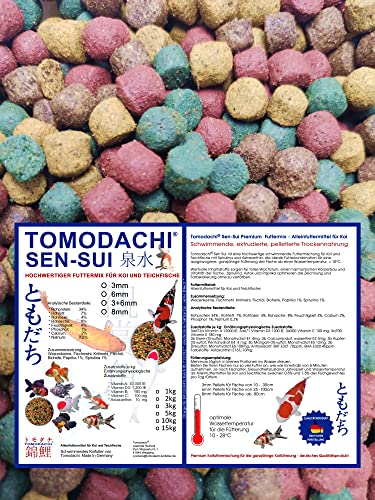 Koifuttermischung Jumbo Koimix 8mm Koifutter Mix Schwimmfutter Koi 4farbiger Koifuttermix farbverstärkend Spirulina Astax große Fische 8mm 10kg von Tomodachi