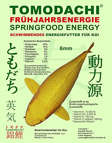 Spirulina Koifutter Frühjahrsfutter Koi Schwimmfutter Fische Energiefutter arktische Rohstoffe hochverdaulich bei Kälte Tomodachi Spirulinafutter für Koi 6mm 2kg von Tomodachi