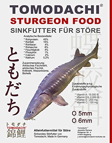 Störfutter, Energiefutter, Kraftfutter Stör, Premium Sinkfutter für Störe, Aufzuchtfutter für Störe, ideal für jede Jahreszeit, hochverdaulich, arktische Rohstoffe, Tomodachi Störsinkfutter 5mm 5kg von Tomodachi