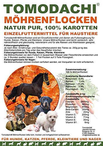 Tomodachi Karottenflocken Pferd Möhrenflocken Pferde Ergänzungsfutter Diät Verdauung Immunsystem Vitamine Mineralien Beta-Carotin Karottenflocken 5kg Sack von Tomodachi