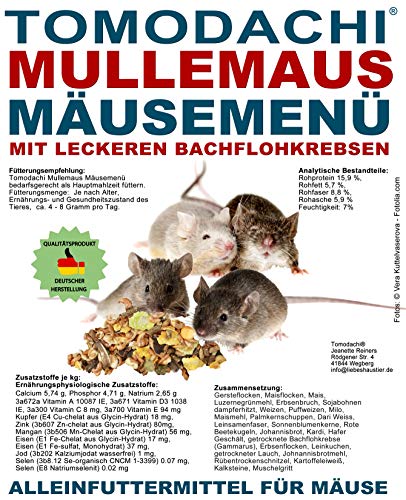 Tomodachi Mäusefutter, Hauptmahlzeit für die Maus, Mäusenahrung artgerecht, mit leckeren Bachflohkrebsen, Komplettnahrung für Mäuse Mäusefutter 5kg Sack von Tomodachi