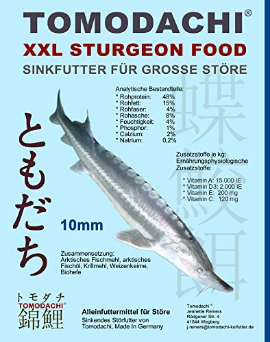 Tomodachi Störfutter extragroß 10mm Energiefutter für Störe, Störsinkfutter deutsche Top Qualität, Premium Störfutter ideal für das ganze Jahr, energiereich, hochverdaulich, arktische Rohstoffe 15kg von Tomodachi