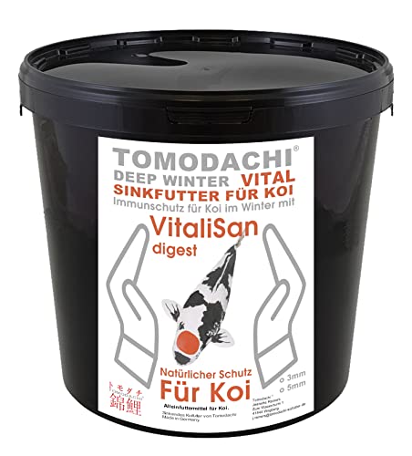 Winterfutter Koi Sinkfutter Gesundheitsfutter für Koi und Teichfische Koifutter antibakteriell mit Monoglyceriden Energiefutter für Koi im Winter arktische Rohstoffe 5mm 3kg Eimer von Tomodachi