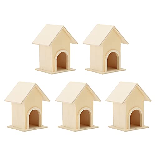 5 Teiliges Vogelhaus aus Holz, Unvollendetes Holz Vogelhaus Set, DIY Vogelfutterhaus Käfig Basteldekoration Vogelnest für den Außenbereich, Garten, Terrasse von Tomotato