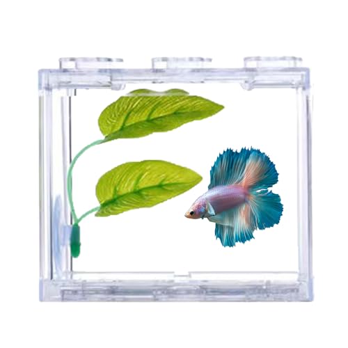 Tomotato Mini Aquarium, Miniatur Desktop Betta Fisch Tank aus Kunststoff Tragbar Stapelbar Kleines TropischeAquarien für Hause Büro Teetisch Dekor von Tomotato