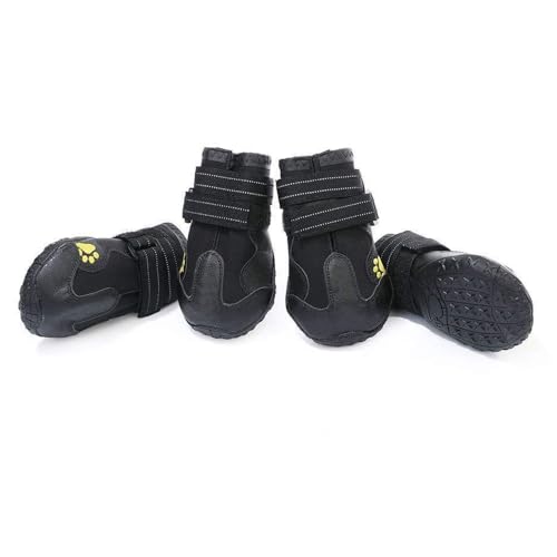 Non-Schlupfhund-Hundeschuhe Gummi-Sohle-Hundestiefel mit reflektierenden Trägern wasserdicht für Hund außerhalb der Aktivitäten (5#) von Tomotato