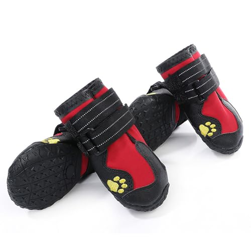 Non-Schlupfhund-Hundeschuhe Gummi-Sohle-Hundestiefel mit reflektierenden Trägern wasserdicht für Hund außerhalb der Aktivitäten (5#) von Tomotato