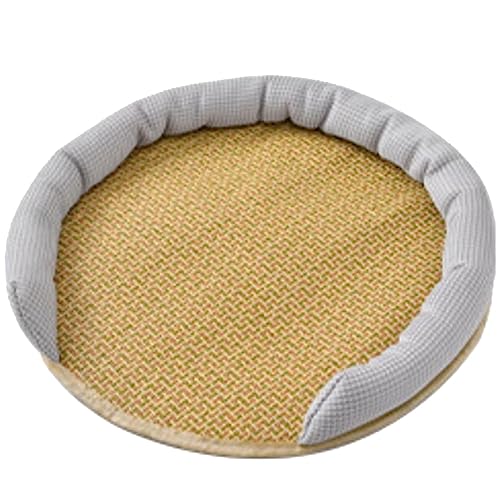 Tomotato Kühlmatte für Haustiere, atmungsaktives Sommer-Katzenbett, weich, bequem, handgewebt, kühles Rattan-Pad für den Innenbereich (Medium) von Tomotato