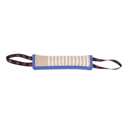 Tomotato Training Jute Tug Toy 2 Griffe ziehen Seil für Hundetraining für Welpen und kleinere Hunde Tränenresistentes Leinenhundtrainingsinstrument (Blaues Rand -Fußabdruckmuster) von Tomotato