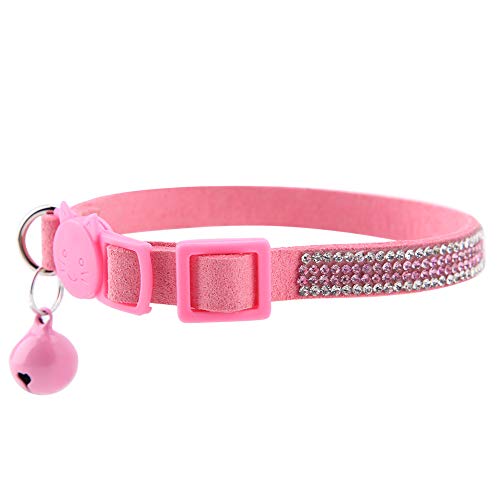 Niedliches Cartoon-weiches Haustierhalsband mit Glocke, Robust, Glänzend, Bequem, PU-Halsband für Hunde und Katzen, XS, S, Rosa, Rot, Schwarz (S) von Tomvorks