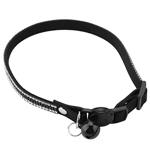 Niedliches Cartoon-weiches Haustierhalsband mit Glocke, Robust, Glänzend, Bequem, PU-Halsband für Hunde und Katzen, XS, S, Rosa, Rot, Schwarz (S) von Tomvorks