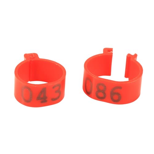 Tomvorks 100pcs 6 Colors 16 Mm Nummeriertes Plastikpreisbänder Ringe Wiederverwendbares Clip -Design -Zuchtmanagement für Hühner Enten [Geflügel] (Rot) von Tomvorks