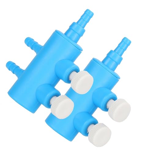 Tomvorks Aquarium-Luftverteiler, 2 Stück, Sauerstoffpumpen-Adapter, Blau-weißes Kunststoff-Aquarium (Eins bis Zwei) von Tomvorks