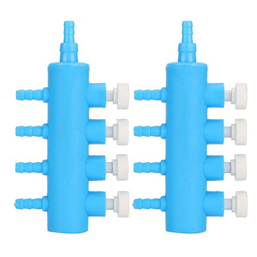 Tomvorks Aquarium-Luftverteiler, 2 Stück, Sauerstoffpumpen-Adapter, Blau-weißes Kunststoff-Aquarium (eins Punkt Vier) von Tomvorks