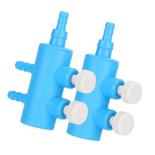 Tomvorks Aquarium-Luftverteiler, 2 Stück, Sauerstoffpumpen-Adapter für Aquarium, Lange Betriebszeit, Blau, Weiß (Eins bis Zwei) von Tomvorks