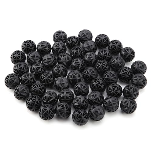 Tomvorks Bioporöser Filter Biochemischer Ball Aquarium Teich Filtermaterial für Aquarium Aquarium Teich Leichter PVC-Schwamm Schwarz 50 Stück (16mm mit Baumwolle) von Tomvorks