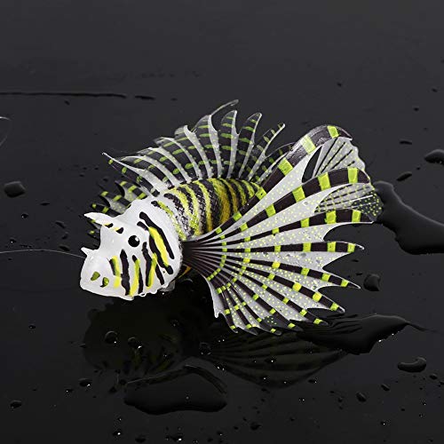 Tomvorks Glow Lionfish Simulation Aquarium Aquarium Dekor Umweltfreundlich Lebendig für Home Office Dekor (Schwarz) von Tomvorks