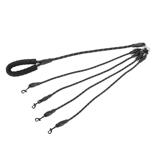 Tomvorks Haustierhundkleidung Proof 4 Wege Traktionsseilzubehör Tragbare Outdoor -Gehen Schwarze Nylon 1,5 M (4 Köpfe) von Tomvorks